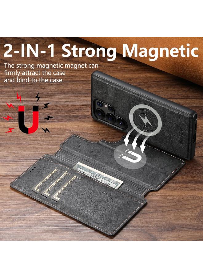Suteni Case For Samsung Galaxy S22 Ultra 5G Q05 2-in-1 Multi-function Detachable Wallet MagSafe Phone Case - Image 2