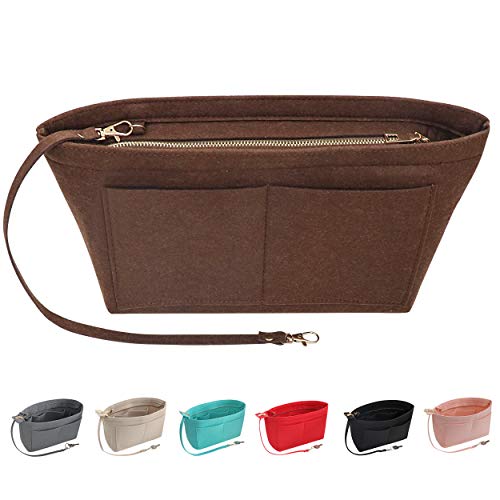 Soyizom Purse Organizer Insert Felt Purse Insert Bag Organizers Multi Pockets Tote Bag in Bag for WomenCoffeeL - Image 1