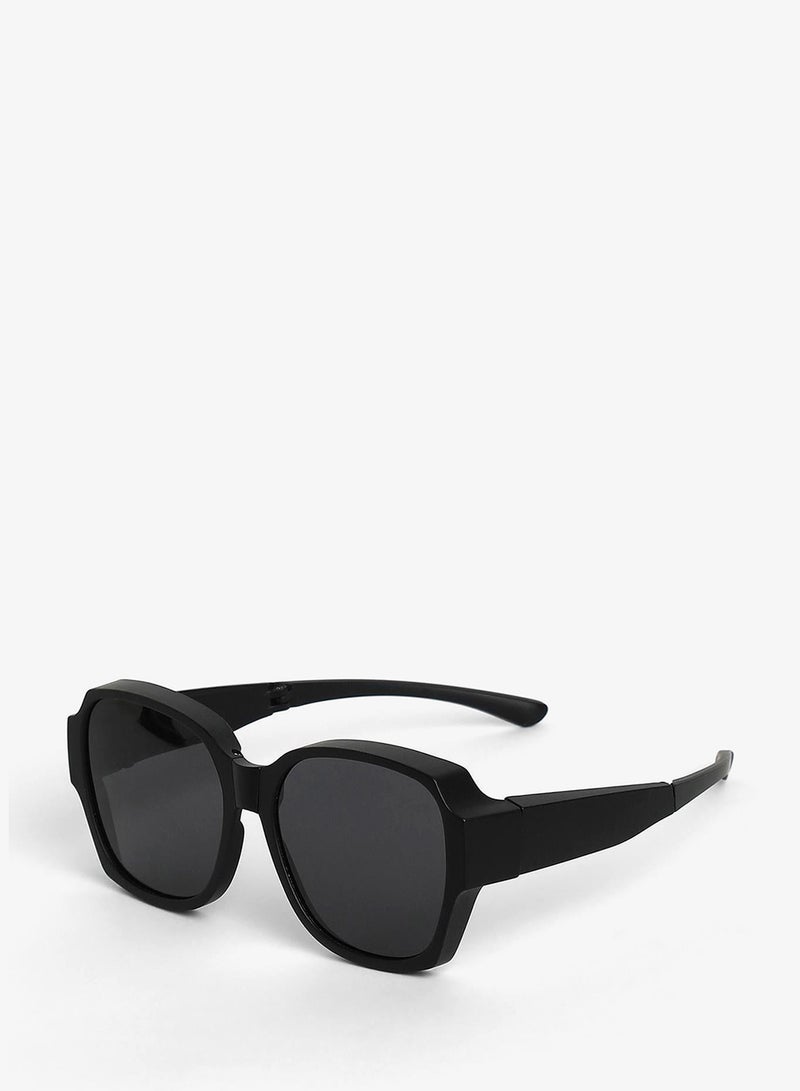 Haute Sauce Unisex Foldable Oversized Sunglasses For Casual Wear | One-Size | Black Polycarbonate Frame | Black Polarized Lens | Full Rim | Eyewear For Woman & Girls - Image 5