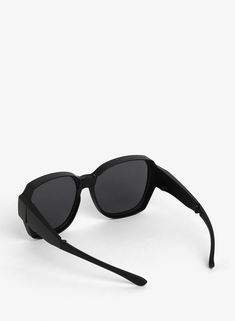 Haute Sauce Unisex Foldable Oversized Sunglasses For Casual Wear | One-Size | Black Polycarbonate Frame | Black Polarized Lens | Full Rim | Eyewear For Woman & Girls - Image 4