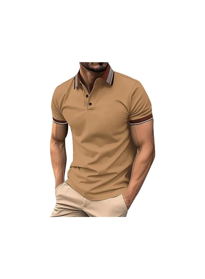 نيبمينينت قمصان بولو كاجوال للرجال بأسلوب كلاسيكي، بأزرار، قصيرة الأكمام، تي شيرتات ناعمة بتدرجات الألوان، ملابس أنيقة للجولف. - Image 1
