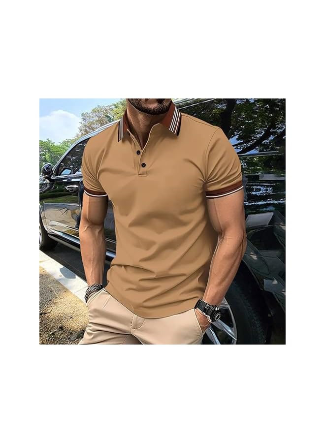 نيبمينينت قمصان بولو كاجوال للرجال بأسلوب كلاسيكي، بأزرار، قصيرة الأكمام، تي شيرتات ناعمة بتدرجات الألوان، ملابس أنيقة للجولف. - Image 2