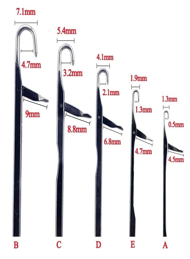 Funyn Micro Ring Hair Extension Loop Needle Threader Feather Hook Tool Wire Pulling Hook Tools for Silicone Microlink Nano Beads Cold Fusion (5Pcs Latch Hook) - Image 5