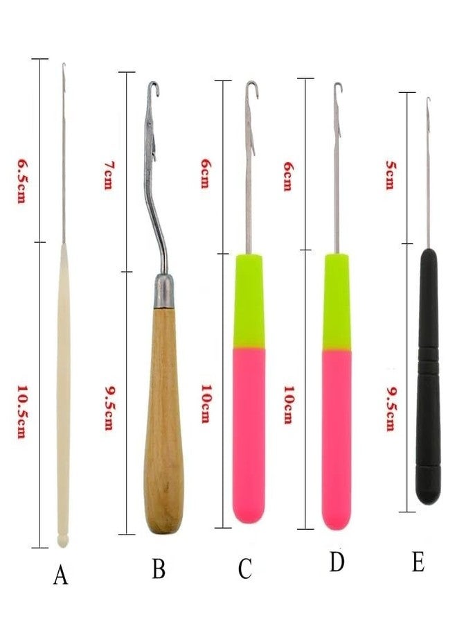 Funyn Micro Ring Hair Extension Loop Needle Threader Feather Hook Tool Wire Pulling Hook Tools for Silicone Microlink Nano Beads Cold Fusion (5Pcs Latch Hook) - Image 2