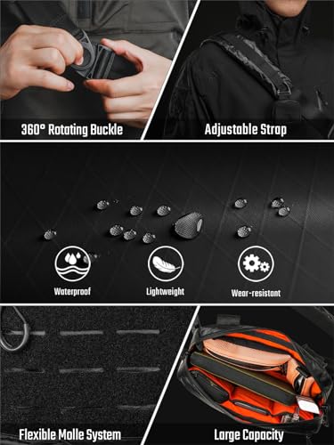 TACTICAL_GEEK Cache L3 Crossbody Shoulder Bag, Multipurpose Daypack, Chest Backpack Casual Sling Bag for Men & Women (Black Orange) - Image 5