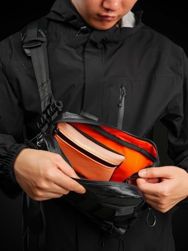 TACTICAL_GEEK Cache L3 Crossbody Shoulder Bag, Multipurpose Daypack, Chest Backpack Casual Sling Bag for Men & Women (Black Orange) - Image 2