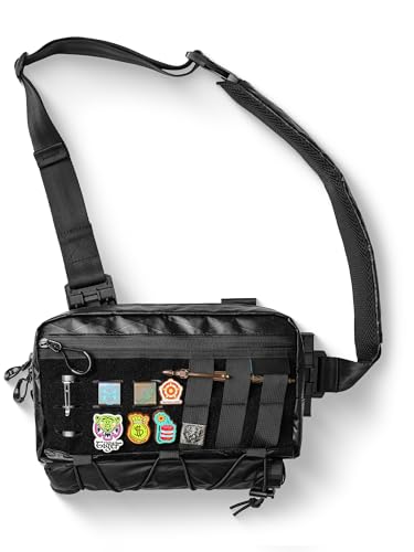 TACTICAL_GEEK Cache L3 Crossbody Shoulder Bag, Multipurpose Daypack, Chest Backpack Casual Sling Bag for Men & Women (Black Orange) - Image 1