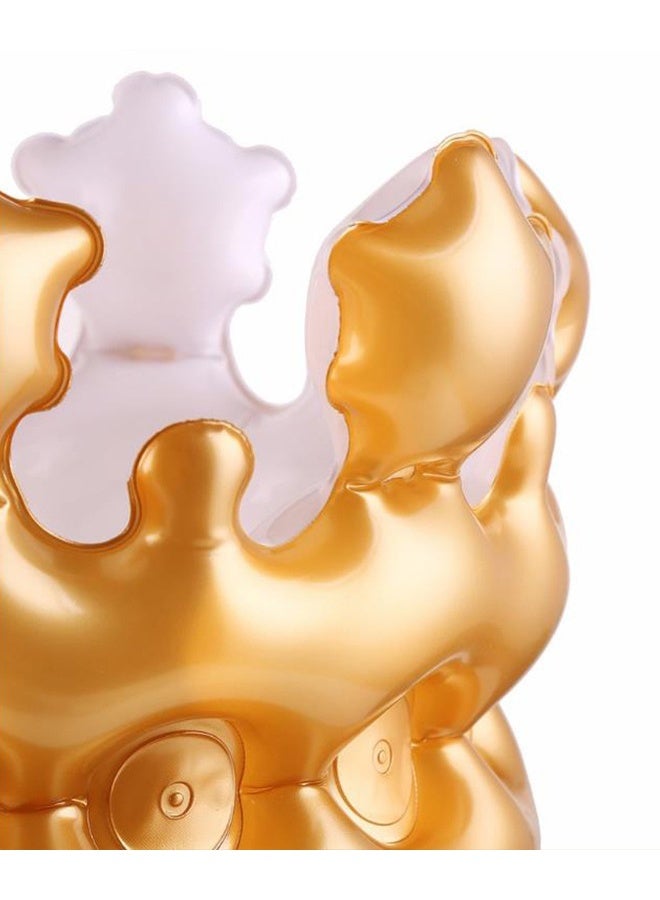 Inflatable Golden King Crown for Adults - Birthday Party Hat with Shiny Metallic Finish Quick Inflation - Perfect for Pool Parties Royal Themed Celebrations Reusable PVC, Waterproof & Easy to Store  - Image 4