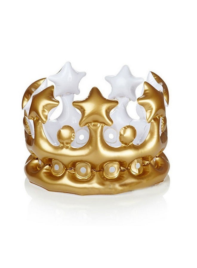 Inflatable Golden King Crown for Adults - Birthday Party Hat with Shiny Metallic Finish Quick Inflation - Perfect for Pool Parties Royal Themed Celebrations Reusable PVC, Waterproof & Easy to Store  - Image 1