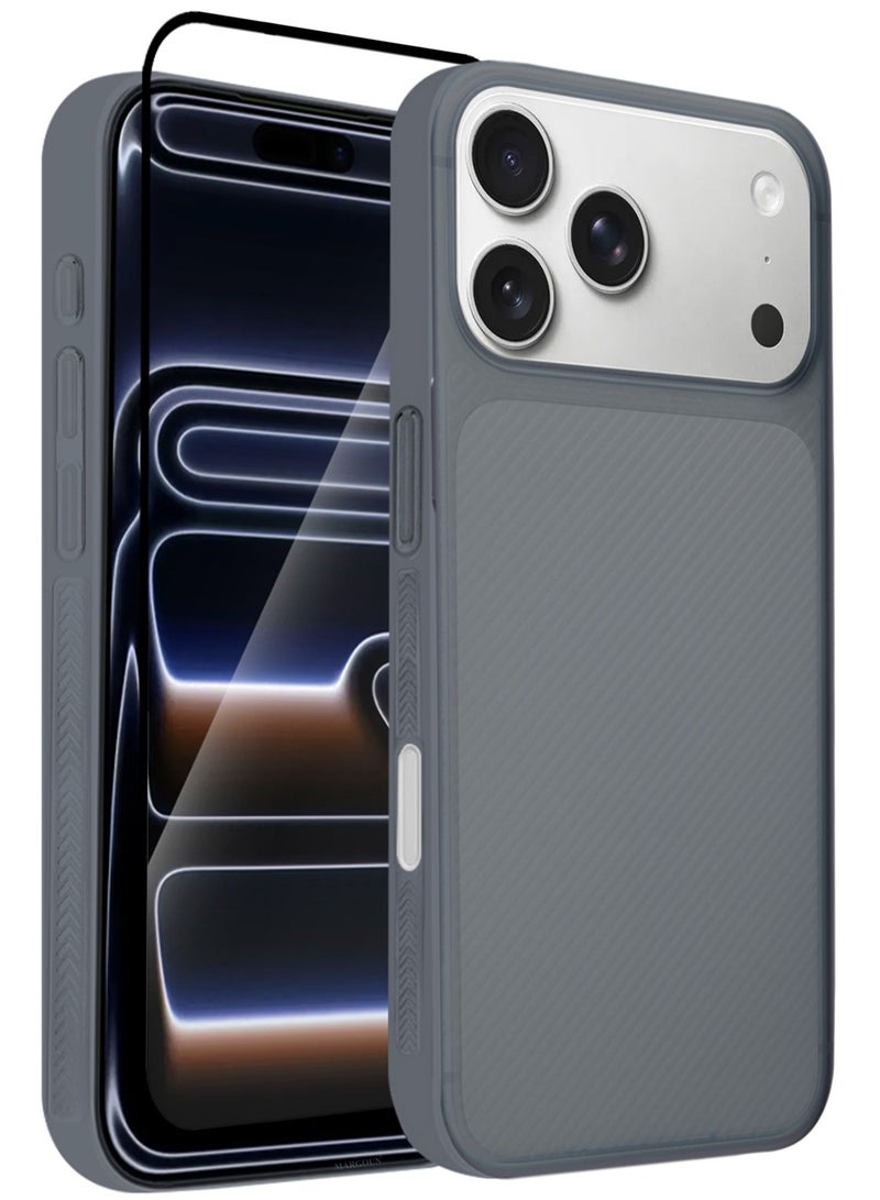 2Packs Case Cover for iPhone 17 Pro, Air Skin Line Design Back Cover, Sturdy Durable Ultra-Thin Case, Drop Protection Cover Clear with 3D Screen Protector - Midnight Blue