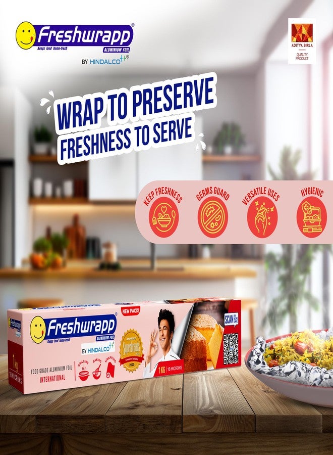 Freshwrapp Hindalco Freshwrapp International Aluminium Foil 1 Kilo Gram Net, 18 microns |Food Packing, Wrapping , Storing , Serving and Cooking (Baking , Grilling , Roasting, Freezing) - Image 4