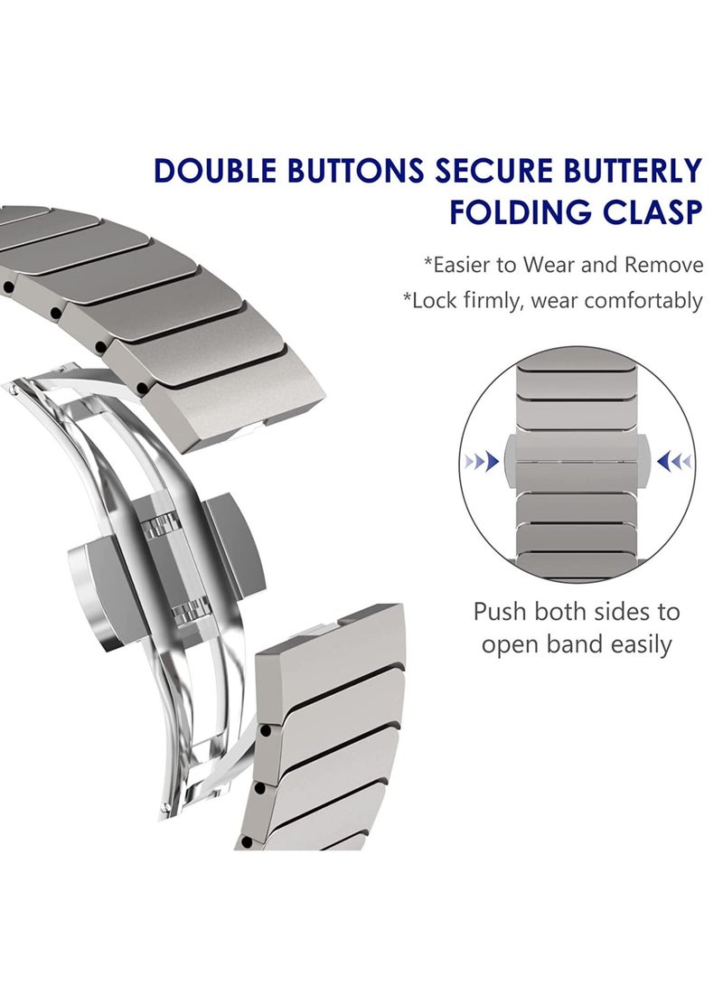 ELTRAZONE Stainless Steel Band Compatible with Apple Watch Ultra Band 49mm/45mm/44mm/42m Solid Metal Strap Adjustable Bands with Folding Clasp for iWatch 3 2 1 Men Women - Image 3