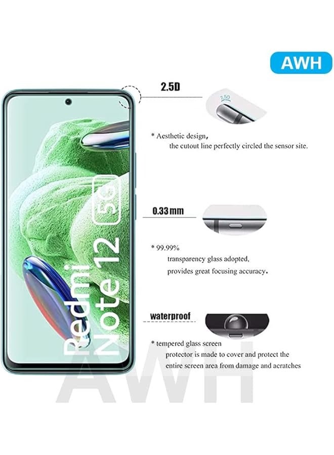 PROMASS Tempered Glass Xiaomi Redmi Note 12 5G Screen Protector, Full Adhesive Full Coverage Bubble-Free Anti Scratch HD Clear High Responsive for Redmi Note 12 (All Clear) - Image 3