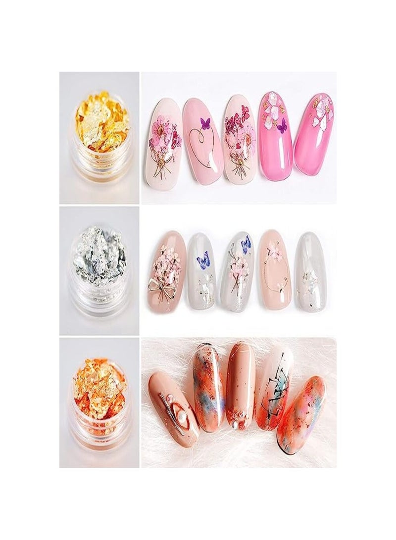 رقائق ذهبية للراتنج - 15 غرام، صناعة المجوهرات، رقائق رقائق ذهبية مقلدة اوراق معدنية للاظافر والطلاء والحرف اليدوية والسلايم وصناعة المجوهرات (الوان ذهبية وفضية ونحاسية) - Image 5