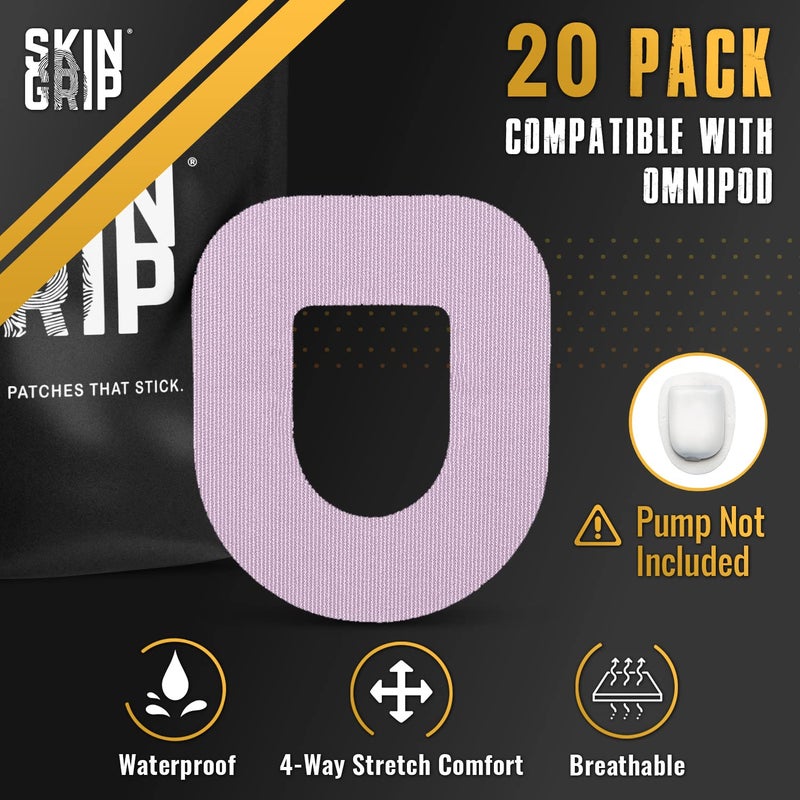 Skin Grip Insulet Omnipod 5 Adhesive Patches Waterproof & Sweatproof (Also Fits Omni pod Dash), Pre-Cut Medical Tape, Ultimate Insulin Pump Protection, Diabetic Sensor Covers, 20-Pack, Pastel - Image 5