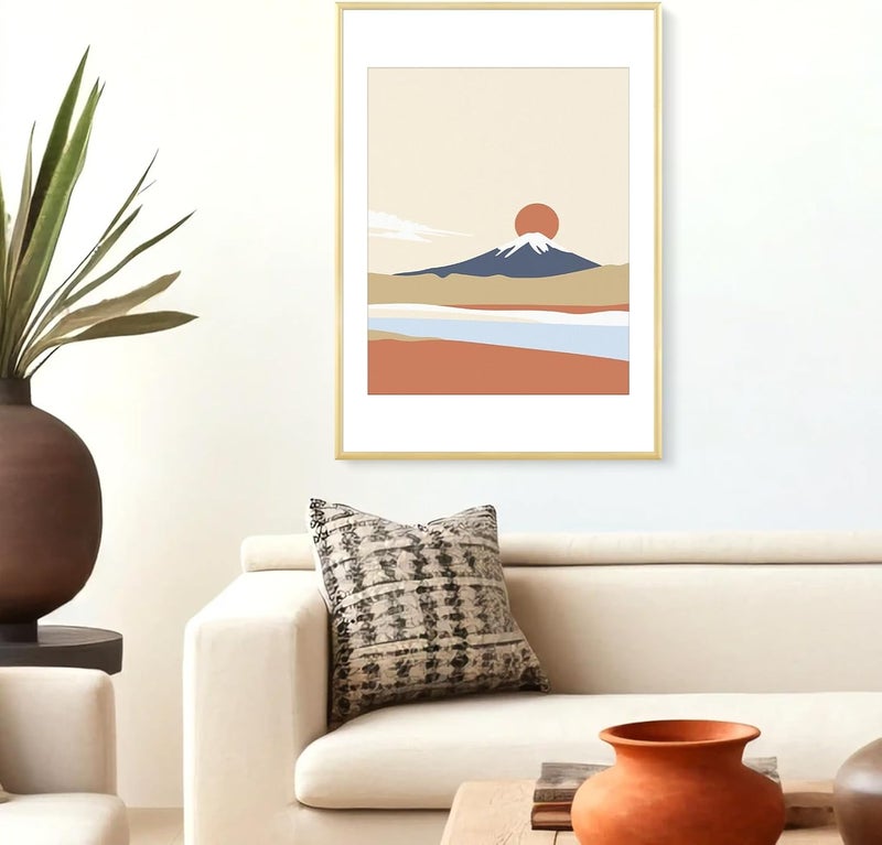 ATOBART إطار صور معدني، بحجم 50x70 سم، مصنوع من الألمنيوم، مزود بوسادة قابلة للإزالة بحجم 40x40 سم للتعليق على الحائط أو على الطاولة، بلون ذهبي (وحدة واحدة). - Image 3