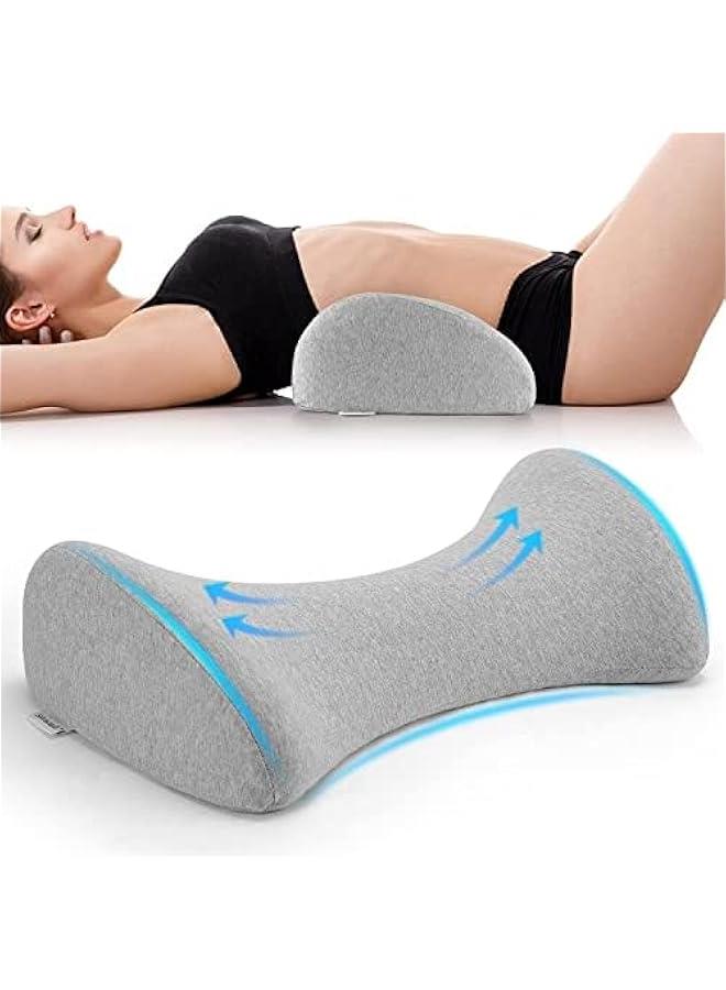 هوكور وسادة دعم اسفل الظهر للنوم من تراسل، وسادة دعم لاسفل الظهر لتخفيف الام اسفل الظهر، وسادة خصر للظهر من الميموري فوم للسرير والكرسي (رمادي فاتح) - Image 1