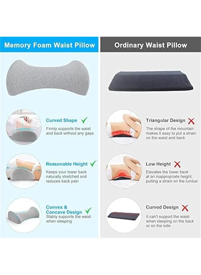 هوكور وسادة دعم اسفل الظهر للنوم من تراسل، وسادة دعم لاسفل الظهر لتخفيف الام اسفل الظهر، وسادة خصر للظهر من الميموري فوم للسرير والكرسي (رمادي فاتح) - Image 2