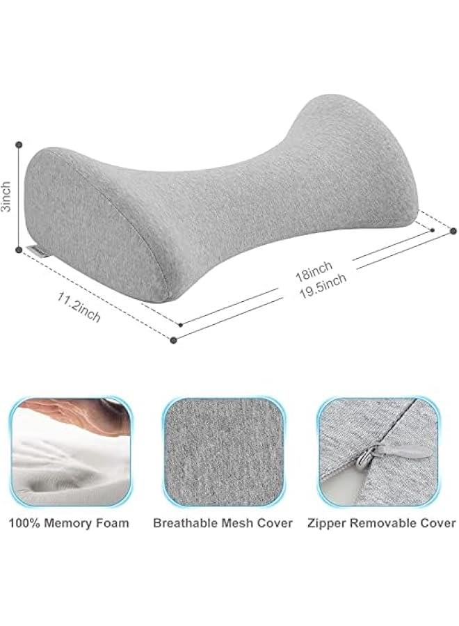 هوكور وسادة دعم اسفل الظهر للنوم من تراسل، وسادة دعم لاسفل الظهر لتخفيف الام اسفل الظهر، وسادة خصر للظهر من الميموري فوم للسرير والكرسي (رمادي فاتح) - Image 4