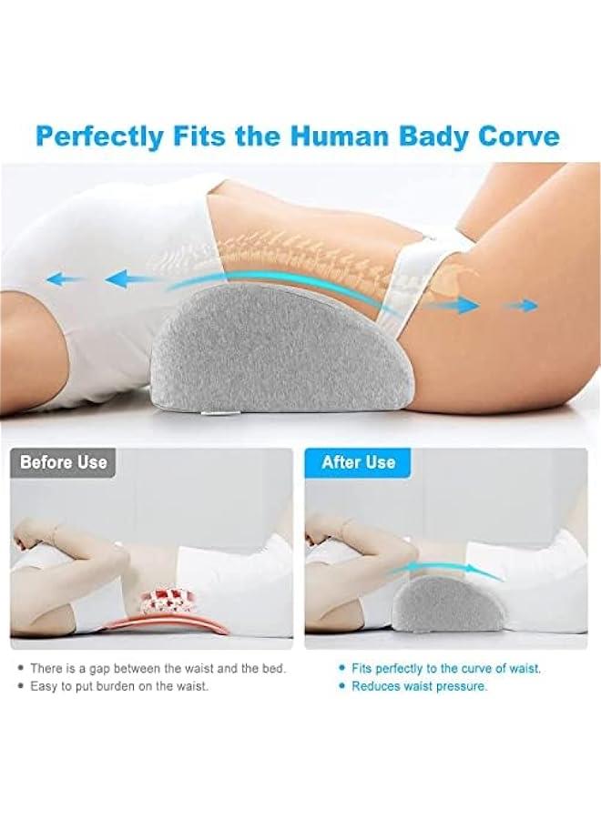 هوكور وسادة دعم اسفل الظهر للنوم من تراسل، وسادة دعم لاسفل الظهر لتخفيف الام اسفل الظهر، وسادة خصر للظهر من الميموري فوم للسرير والكرسي (رمادي فاتح) - Image 5
