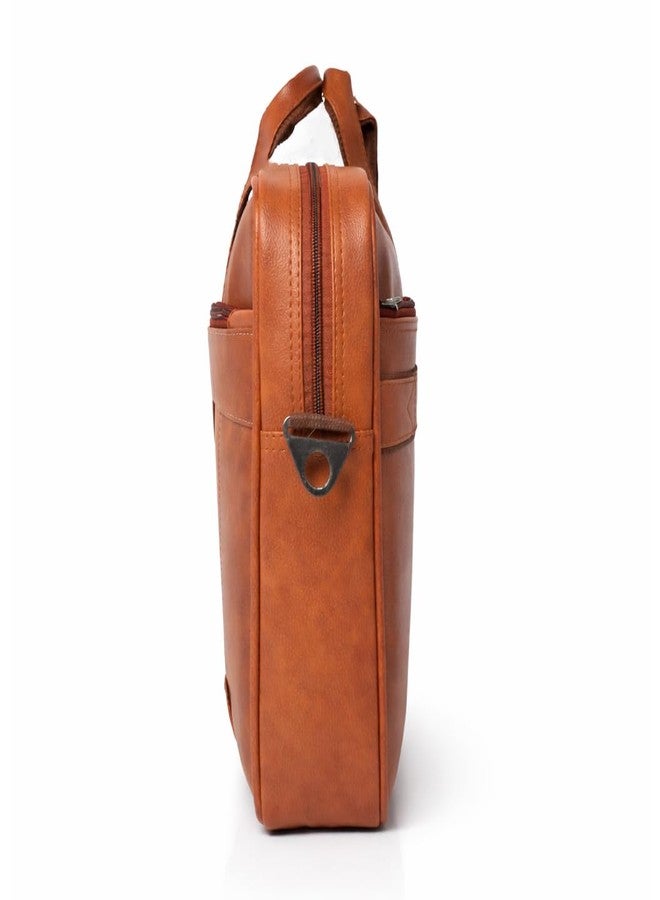 BILL BOND Laptop Bag for Men, PU Leather Expandable Office Bag for Men (Tan) - Image 3