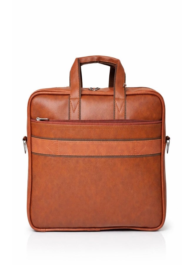 BILL BOND Laptop Bag for Men, PU Leather Expandable Office Bag for Men (Tan) - Image 2