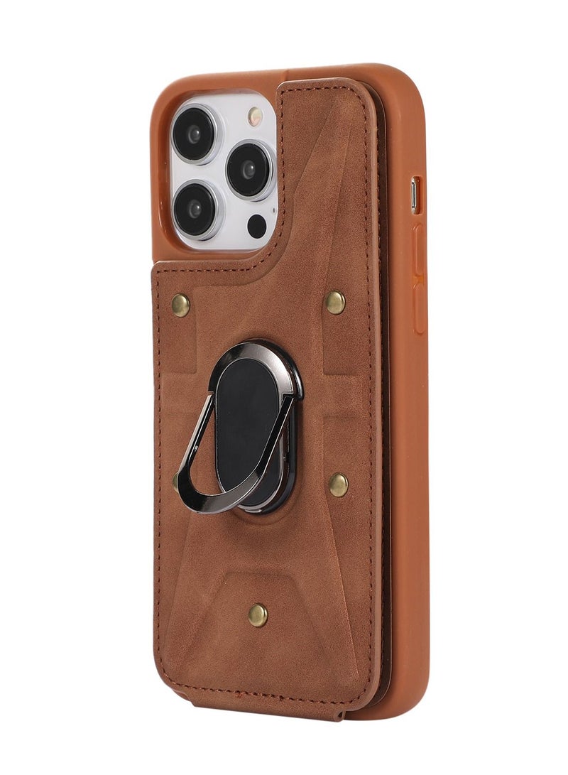 Suteni Back Cover Leather Ring Buckle Phone Case for iPhone  - Image 1