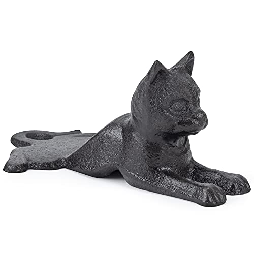 Earl Diamond Heavy Duty Cast Iron Cute Cat Door Stops | Decorative Cute Animal Statue Metal Door Stopper Wedge, with Non-Slip Mat for Home Office Commercial - Image 1
