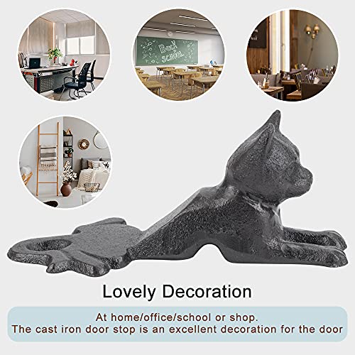 Earl Diamond Heavy Duty Cast Iron Cute Cat Door Stops | Decorative Cute Animal Statue Metal Door Stopper Wedge, with Non-Slip Mat for Home Office Commercial - Image 3