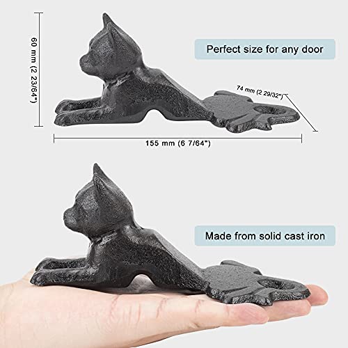 Earl Diamond Heavy Duty Cast Iron Cute Cat Door Stops | Decorative Cute Animal Statue Metal Door Stopper Wedge, with Non-Slip Mat for Home Office Commercial - Image 2