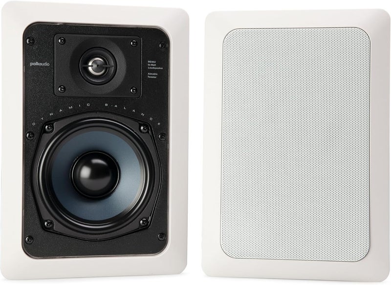 Polk Audio RC55i 2-Way Premium in-Wall 5.25" Speakers (Pair) | Perfect for Damp and Humid Indoor/Outdoor Placement - Bath, Kitchen, Covered Porches (White, Paintable Grille) (Pack of 8) - Image 1