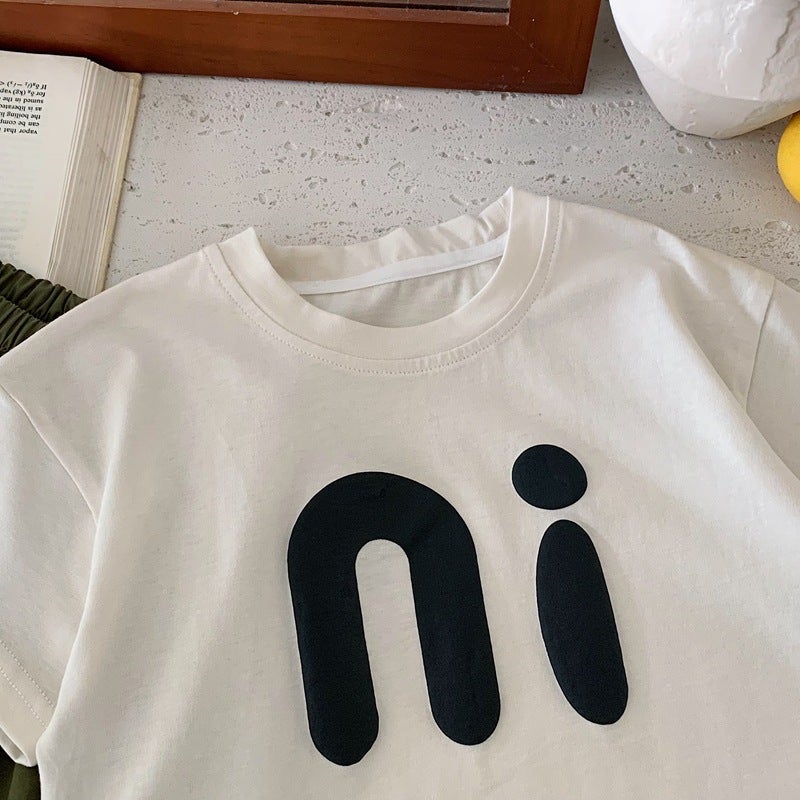 Boys And Girls Western-Style Letter Printed Cotton T-Shirt Half-Sleeve Comfortable All-Match Short-Sleeve Top For Children - Image 5