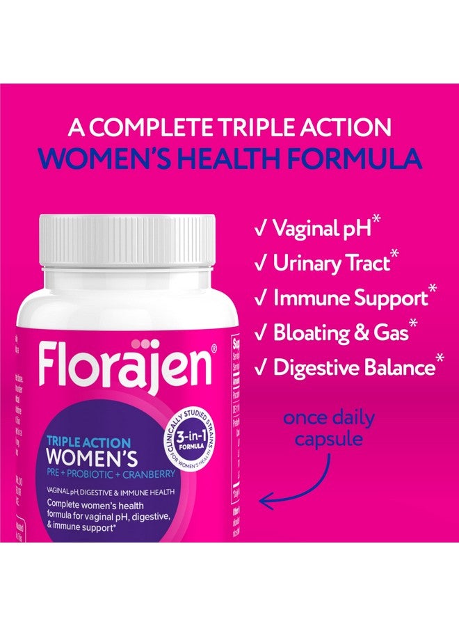 Florajen Women’s Triple Action Probiotic - Prebiotic + Probiotic + Cranberry for Vaginal, Digestive & Immune Support - Fast-Acting, Clinically Studied, Gluten-Free & Vegan, (30 Count) - Image 3