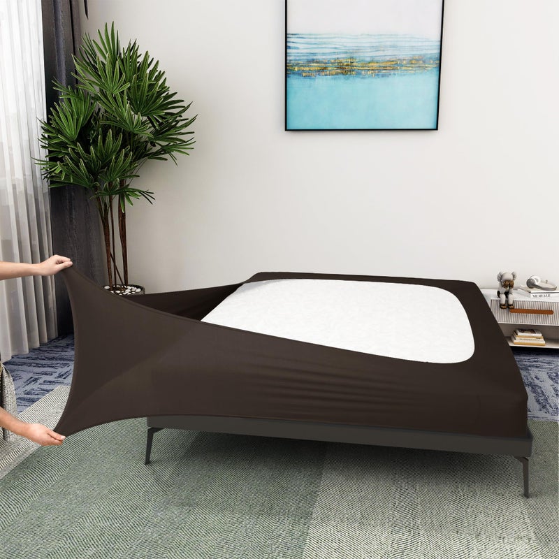 ALYVIA SPRING Box Spring Cover KingCal King Size  Jersey Knit  Stretchy Wrap Around 4 Sides Bed Skirt for Hotel  Home Brown 