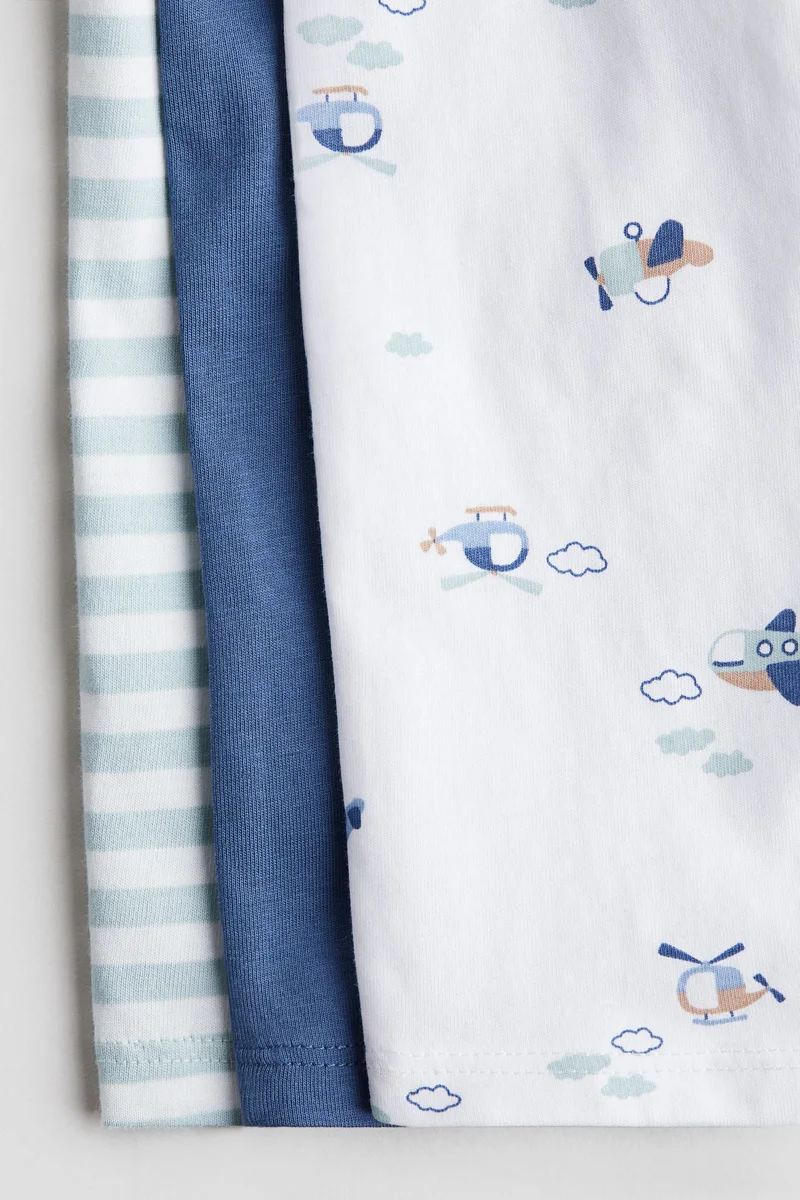 اتش اند ام بيجامة من نسيج قطني - عبوة من 3 قطع