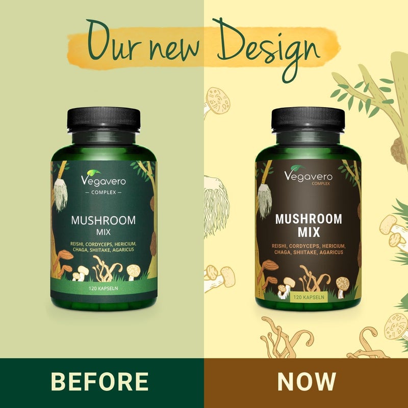Vegavero Mushroom Complex | High Strength Extracts | Reishi, Cordyceps, Chaga, Lions Mane, Shiitake & Agaricus | NO Additives | 120 Capsules | Vegan - Image 2
