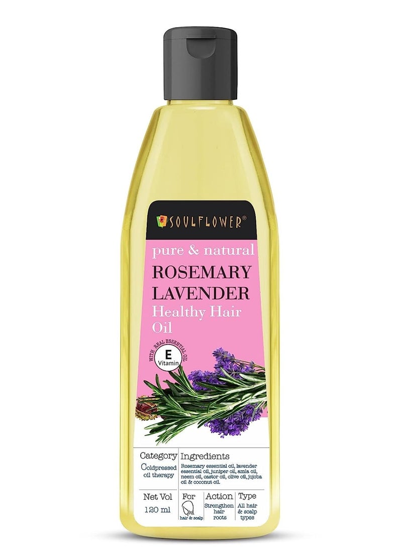 Soulflower Soulflower Rosemary Lavender Hair Oil For Healthy Hair, Scalp Nourishment, Hair Growth - 100% Pure & Natural Undiluted Cold Pressed Oil, 120Ml - Image 1