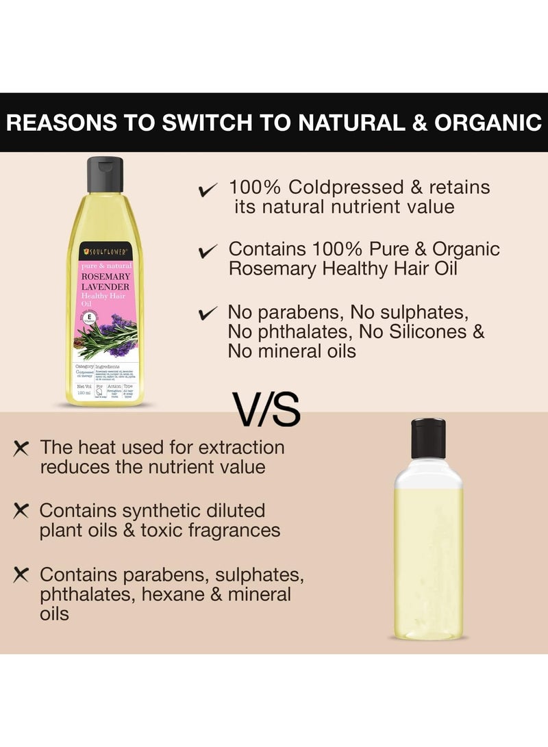 Soulflower Soulflower Rosemary Lavender Hair Oil For Healthy Hair, Scalp Nourishment, Hair Growth - 100% Pure & Natural Undiluted Cold Pressed Oil, 120Ml - Image 4