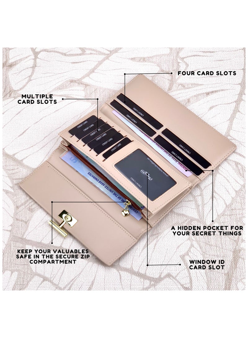 Classic Milano Premium Faux Leather Long Wallet for Women with Snap Closure | Ladies Wallet Card Holder Purse | Slim Women's Wallet for Daily Use, Travel, and Gifting - Image 2