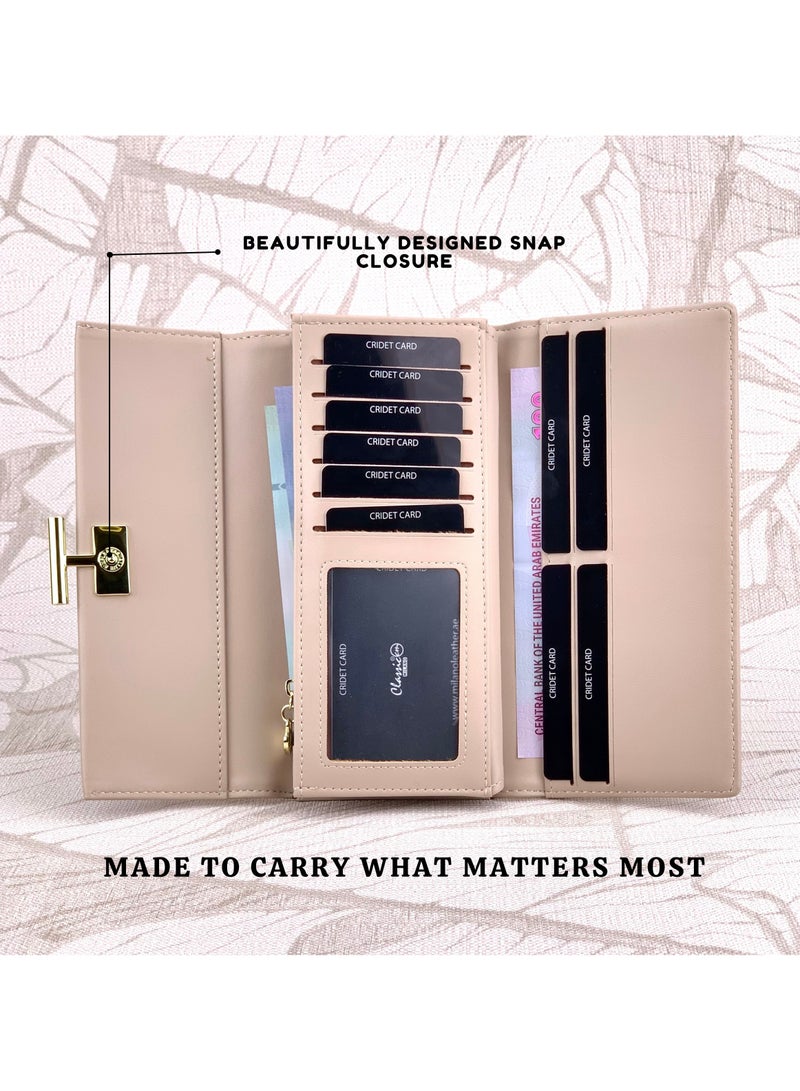 Classic Milano Premium Faux Leather Long Wallet for Women with Snap Closure | Ladies Wallet Card Holder Purse | Slim Women's Wallet for Daily Use, Travel, and Gifting - Image 4