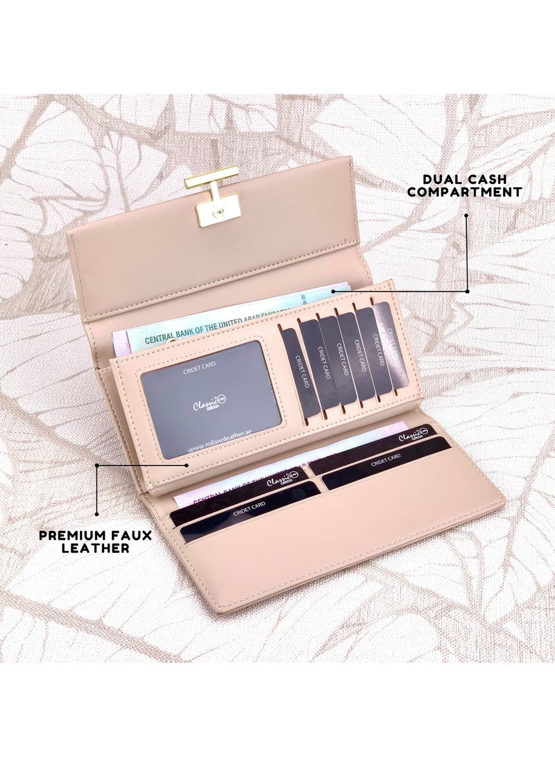 Classic Milano Premium Faux Leather Long Wallet for Women with Snap Closure | Ladies Wallet Card Holder Purse | Slim Women's Wallet for Daily Use, Travel, and Gifting - Image 3