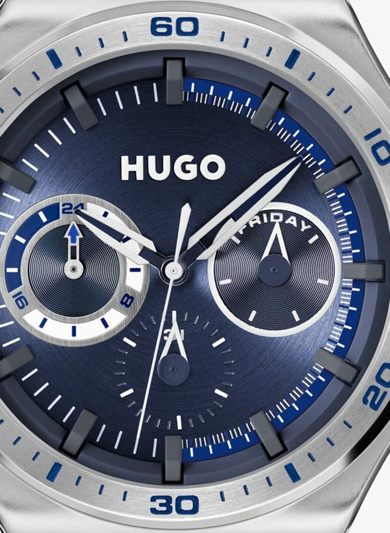HUGO  #Grail Sport Collection Analog Multifunction Quartz Watch For Men With Silver Stainless Steel Bracelet - 1530400 for Men | Best Price UAE