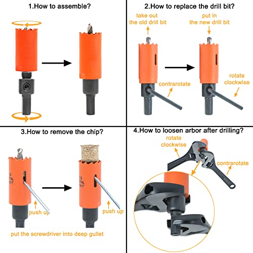 VIKITON 1 inch Hole Saw with Arbor for Cutting Metal Wood and Plastic, 25mm Bi-Metal Hole Cutter for Different Project with Smooth and Flat Drilling Edge, Fast Chip Removal, Handy Hole Saw Kit Set - Image 5