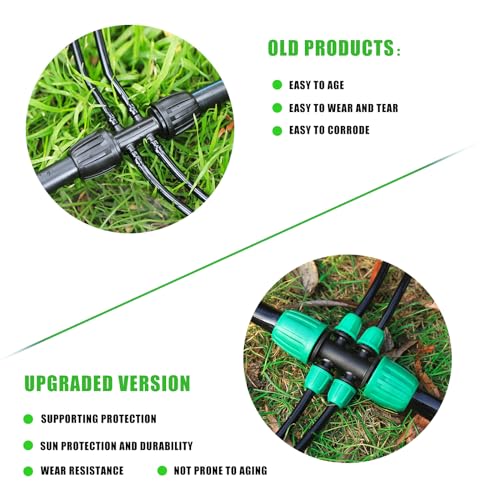 FULAIERGD 10 Pcs 1/2 to 1/4 inch Garden Hose Tubing Irrigation Fittings,6-Way Anti-Leak 1/2'' to 1/4'' Locked Barbed Drip Irrigation Tee Connectors (1/2"IDx0.6-0.63"OD) 1/2'' to 1/4'' Irrigation Tubing Fitting - Image 4
