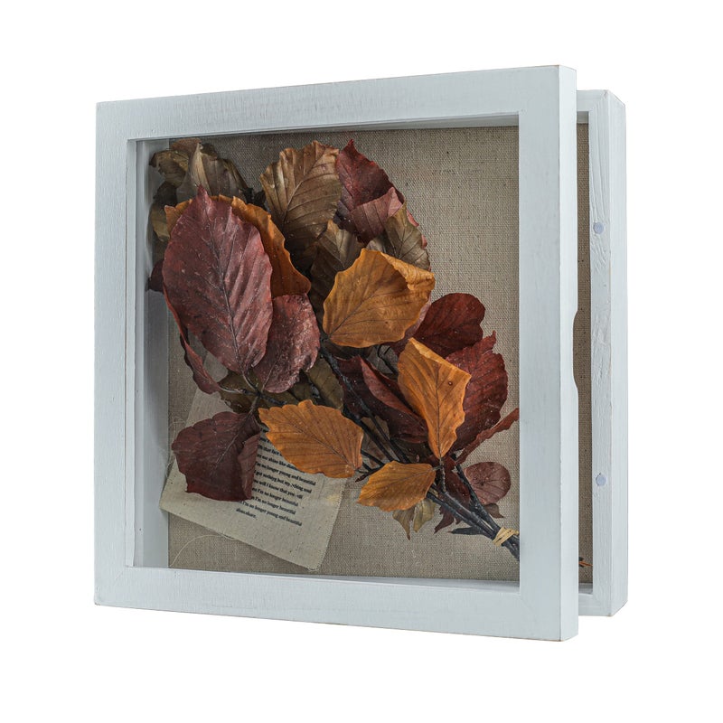 Freezing point Shadow Box Frame 10x10 Shadow Boxes Display Case with Linen Back Memorabilia Awards Medals Bouquet Photos Picture Badge Wedding Memory Box for Keepsakes White Small Pin Board White - Image 1