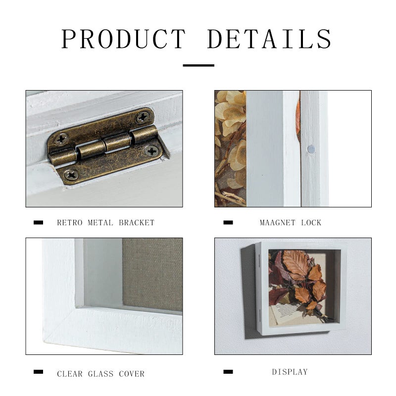 Freezing point Shadow Box Frame 10x10 Shadow Boxes Display Case with Linen Back Memorabilia Awards Medals Bouquet Photos Picture Badge Wedding Memory Box for Keepsakes White Small Pin Board White - Image 4