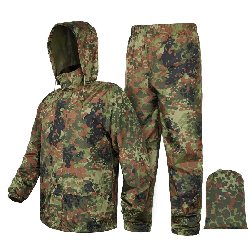 Reflective Hunting Rain Suit for Outdoor Riding De Spot Camouflage 