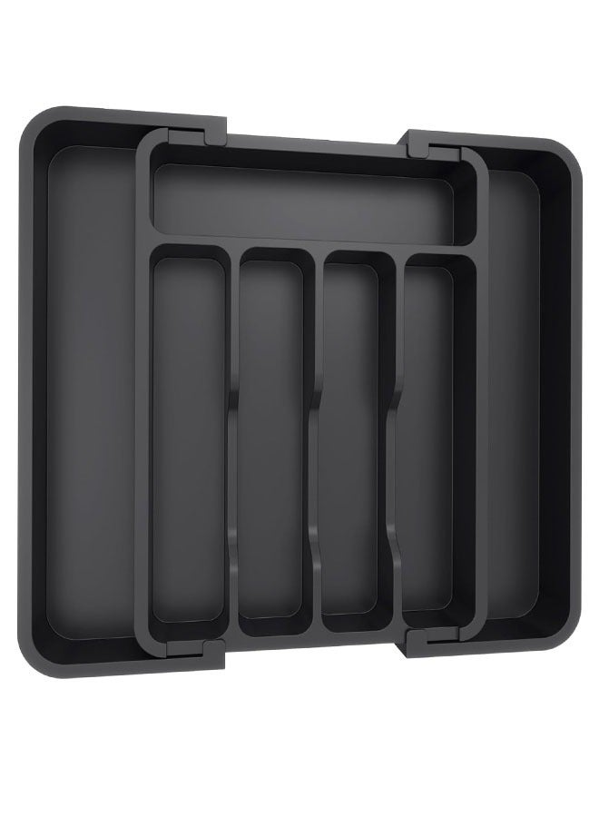 Expandable Silverware Drawer Organizer, Adjustable Kitchen Flatware Organizer with Removable Dividers, Large Capacity Utensil Holder, Plastic Spoons Forks Knives Holder Storage Dividers Cutlery Tray  - Image 1