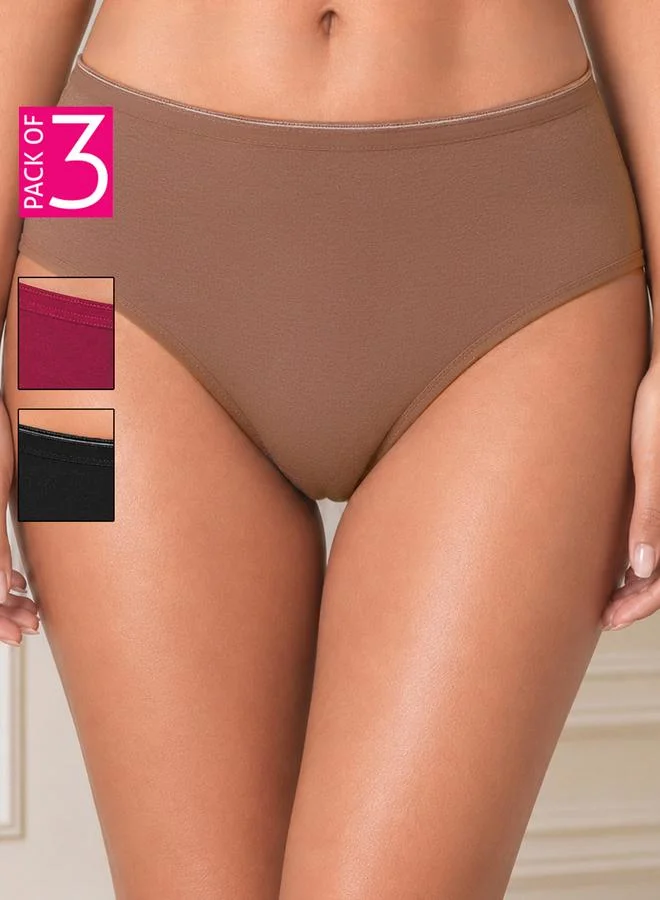 Clovia Pack of 3 -Mid Waist Hipster Panties - Modal