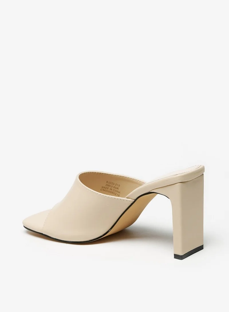 فلورا بيلا Solid Slip On Square Toe Sandals with Block Heels